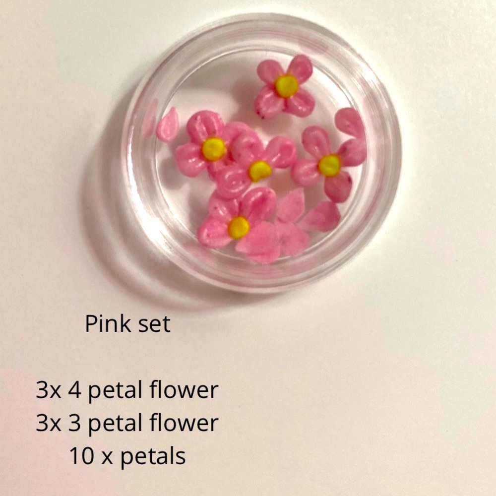 3D acrylic flower nail charms | pink set